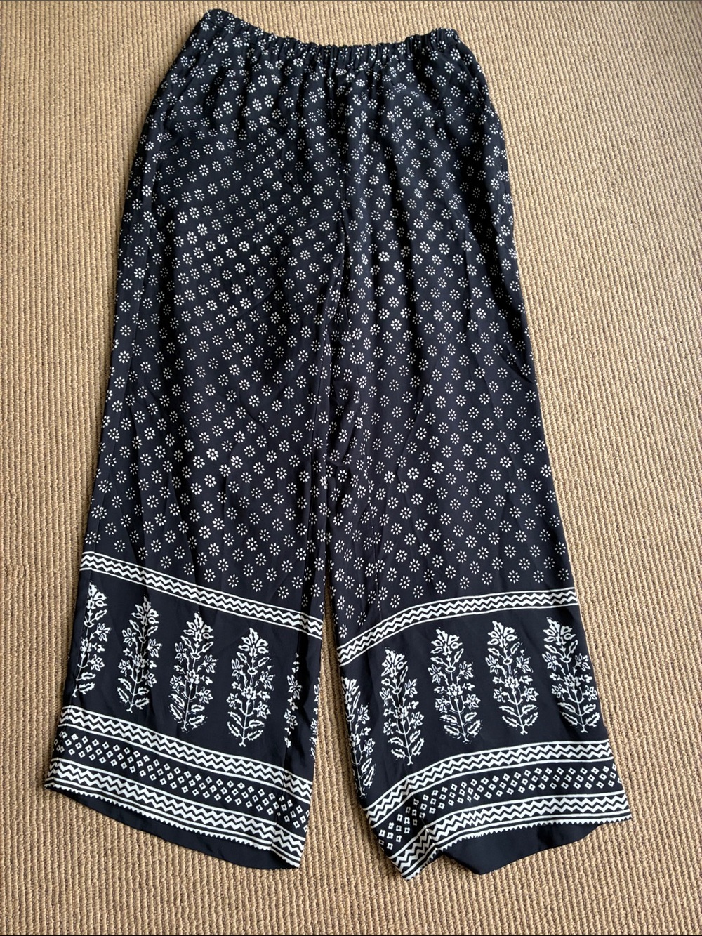 J. Crew Black and White silk-like pant